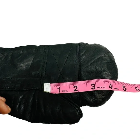 J.M. Rubin & Sons Leather Ski Gloves Mittens 70th Lined Women Size S Black Vtg - Picture 7 of 10